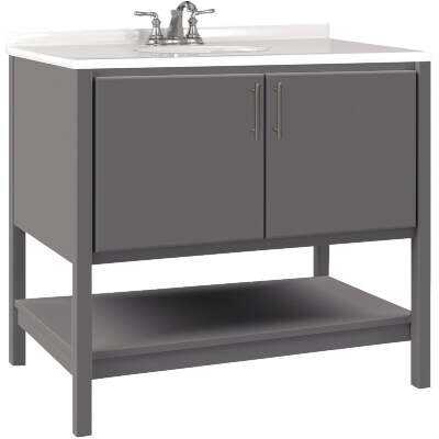 Bertch Essence 36 In. W x 34-1/2 In. H x 21 In. D Graphite Furniture Style Vanity Base without Top, 2 Door