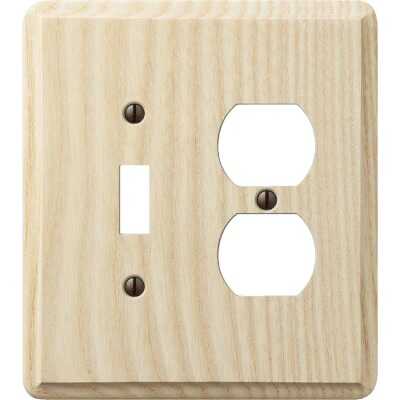 Amerelle 2-Gang Solid Ash Single Toggle/Duplex Outlet Wall Plate, Unfinished Ash