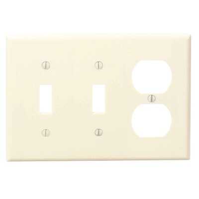 Leviton 3-Gang Plastic 2-Toggle/Duplex Outlet Wall Plate, Ivory