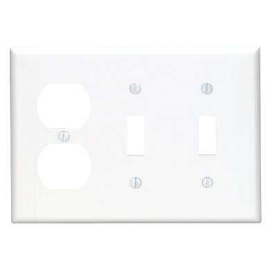 Leviton 3-Gang Plastic 2-Toggle/Duplex Outlet Wall Plate, White