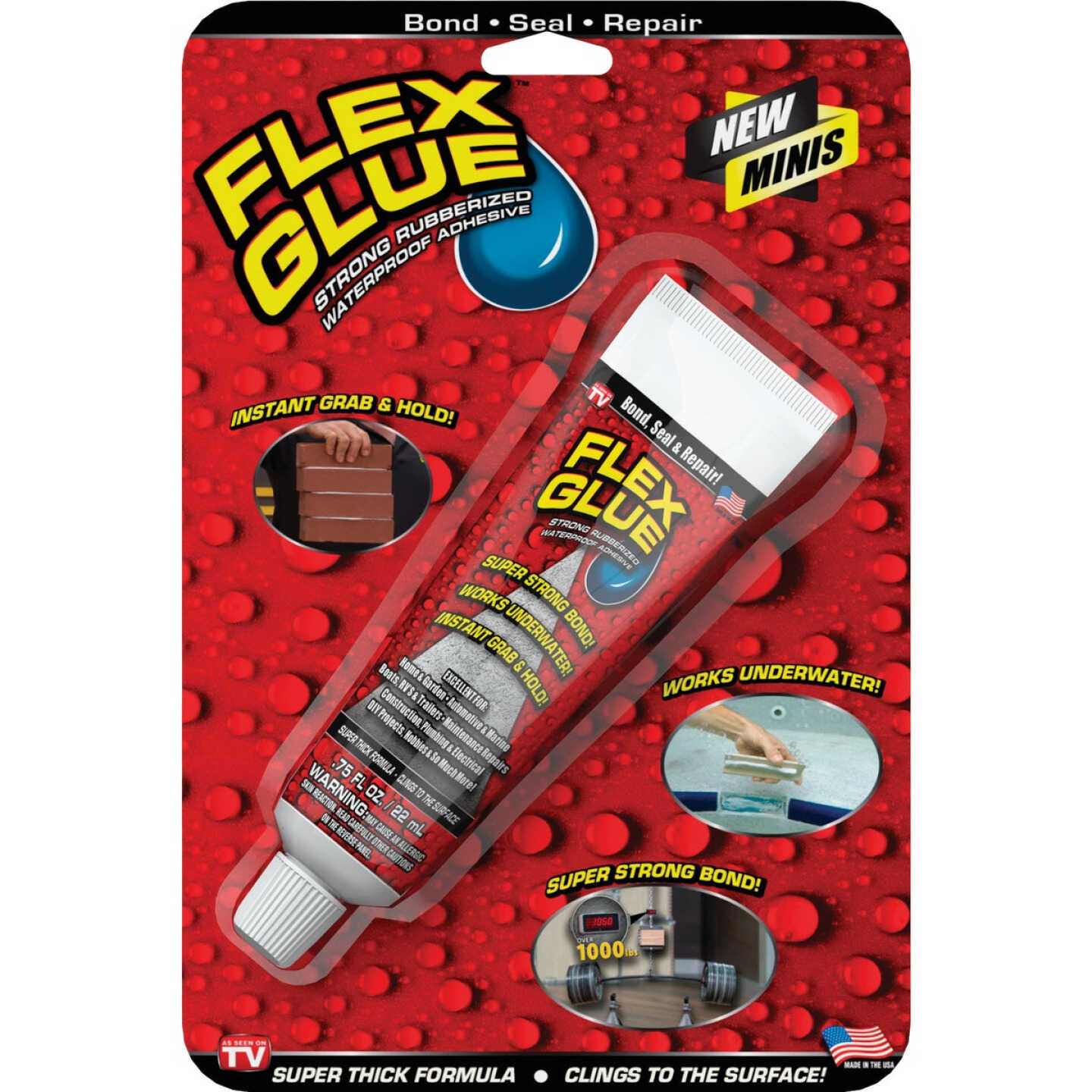 Flex Glue Strong Rubberized Waterproof Adhesive Sealant, 4 Ounce, Clear